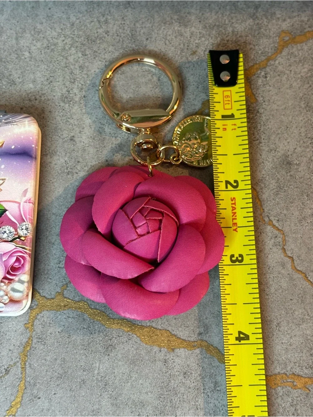 Pink Rose Key & Card Holder Set with Floral Compact and Rose Keyring